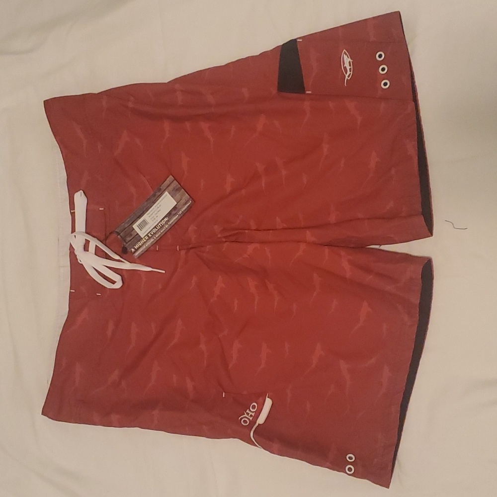 OHO Old Harbor Outfitters Schoolie boardshorts in red size 40 NWT
